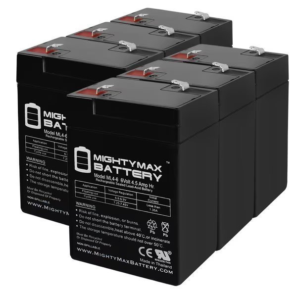 6V 4.5AH SLA Battery Replacement for Amstron AP-650 - 6 Pack, Mighty Max Battery, Mfr#: ML4-6MP687210427378